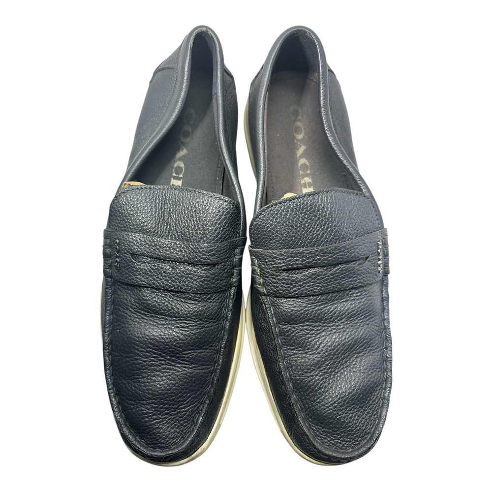 Coach Men Navy Blue‎ Pebbled Leather Nantucket Penny Loafer Size 11.5D